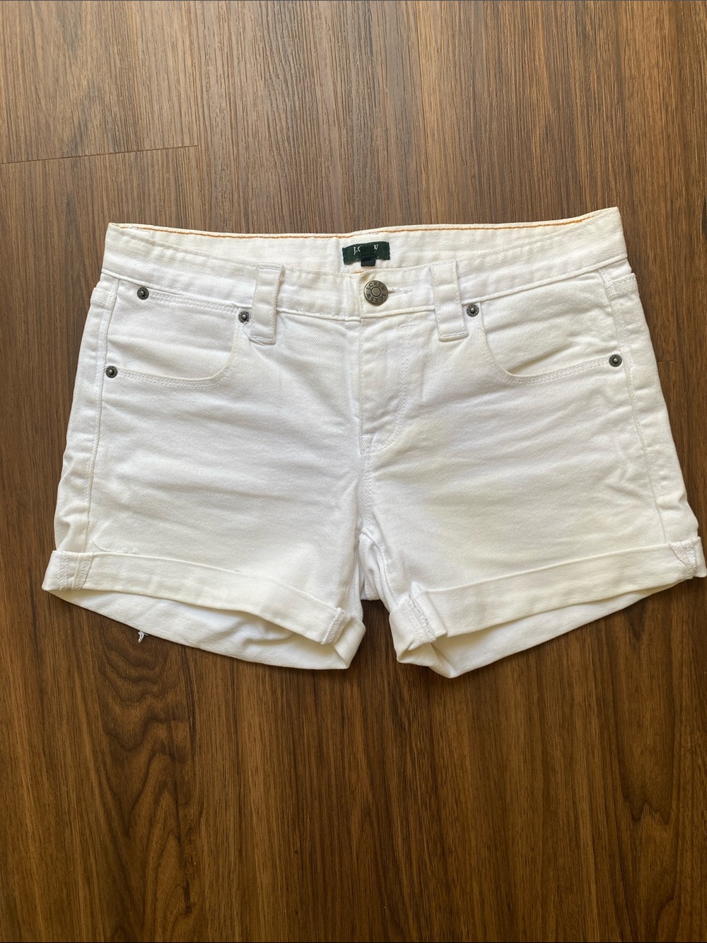 J. Crew | White Roll-Cuff Denim Shorts